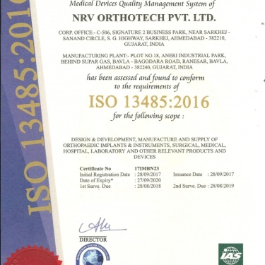 ISO 13485 : 2016 Certificate